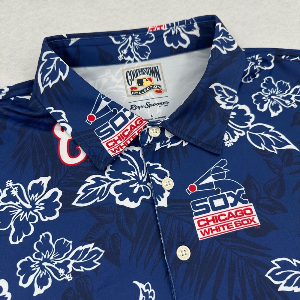 Reyn Spooner Chicago White Sox MLB Cooperstown Collection Floral Polo Large NWT